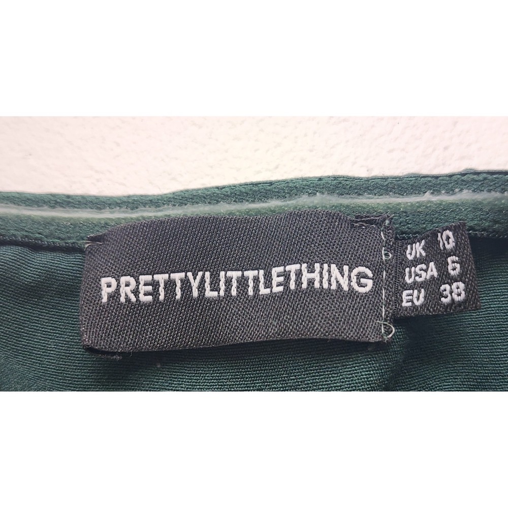 PrettyLittleThing Emerald Green Corset Puff Sleeve Top Dark Forest Zip Back - Picture 4 of 5